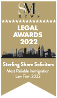 SME News UK Legal Awards 2022 — Most Reliable Immigration Law Firm, Sterling Shore Solicitors